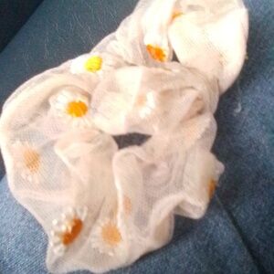 A flower scrunchie great and stretchy